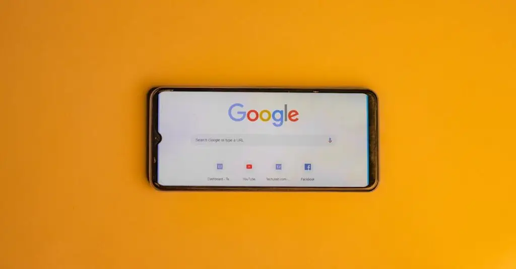 Smart Phone with a Google Search Page on its Display