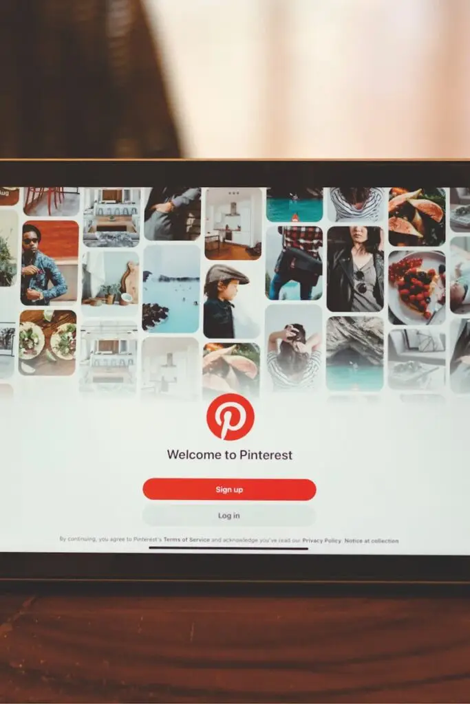 A tablet with a pinterest app on it